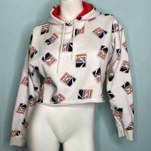 KODAK pattern white crop hoodie